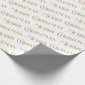 Gold Merry Kerstmis Classy Font Holiday Cadeaupapier (Hoek)