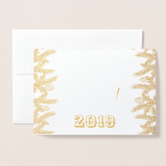 Gold Merry Kerstmis en Happy Nieuwjaarsfoto Folie Kaarten (Voorkant met envelop)