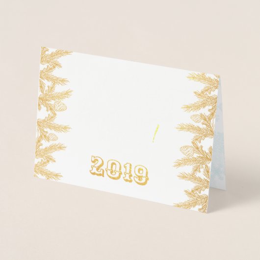 Gold Merry Kerstmis en Happy Nieuwjaarsfoto Folie Kaarten (Voorkant)