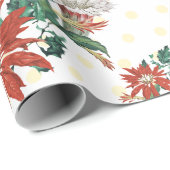 Gold Merry Kerstmis Floral Wreate met Poinsettia Cadeaupapier (Rol Hoek)