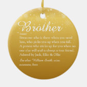 Gold Merry Kerstmis Modern Fun Brother Definition Keramisch Ornament (Achterkant)