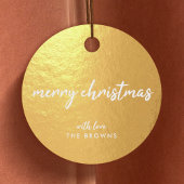 Gold Merry Kerstmis Modern Minimale Typografie Bedankjes Labels