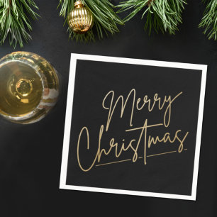 Gold Merry Kerstmis op Black Servet