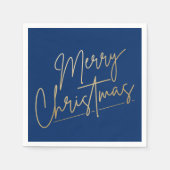Gold Merry Kerstmis op Blue Napkins Servet (Voorkant)