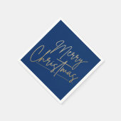 Gold Merry Kerstmis op Blue Napkins Servet (Hoek)