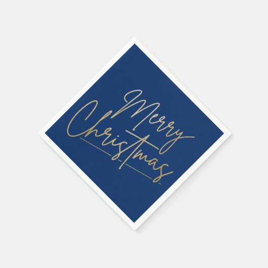 Gold Merry Kerstmis op Blue Napkins Servet (Hoek)
