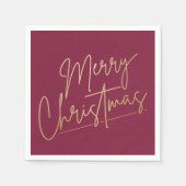 Gold Merry Kerstmis op Cranberry Napkins Servet (Voorkant)