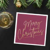 Gold Merry Kerstmis op Cranberry Napkins Servet