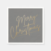 Gold Merry Kerstmis op grijs Napels Servet (Voorkant)