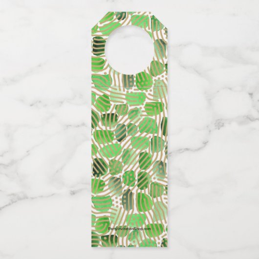 Gold Merry Kerstmis op groen Flessenhanger (Achterkant)