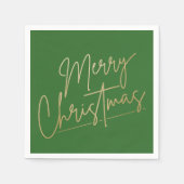 Gold Merry Kerstmis op groen Servet (Voorkant)