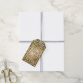 Gold Merry Kerstmis op Leopard Cadeaulabel (Met Touw)