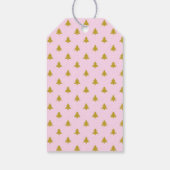 Gold Merry Kerstmis op Roze met kerstbomen Cadeaulabel (Achterkant)