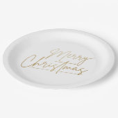 Gold Merry Kerstmis op White Papieren Bordje (Gekanteld)