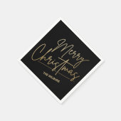 Gold Merry-kerstmis op zwart-persoonlijk Servet (Hoek)