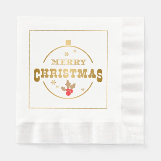 Gold Merry-kerstpapier Napkins Servet (Voorkant)