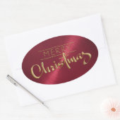 Gold Merry kerstrode Sticker met inscriptie look (Envelop)