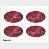 Gold Merry kerstrode Sticker met inscriptie look (Vel)