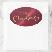 Gold Merry kerstrode Sticker met inscriptie look (Tas)