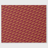 Gold Merry-kerstscript Calligrafie Burgundy Cadeaupapier (Vlak)