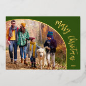 Gold Merry-kerstscript Folie Feestdagenkaart (Voorkant)