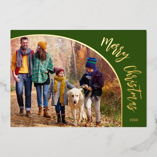 Gold Merry-kerstscript Folie Feestdagenkaart (Voorkant)