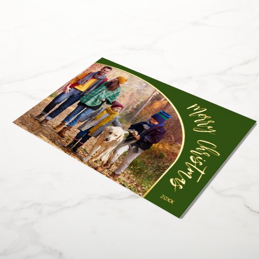 Gold Merry-kerstscript Folie Feestdagenkaart (Gedraaid)