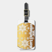 Gold Merry-kerstsnowflakes Bagagelabel (Voorkant verticaal)