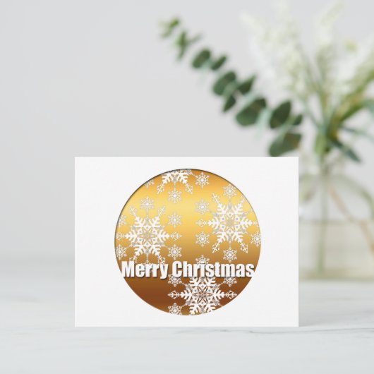 Gold Merry kerstsnowflakes H Briefkaart (Staand voorkant)