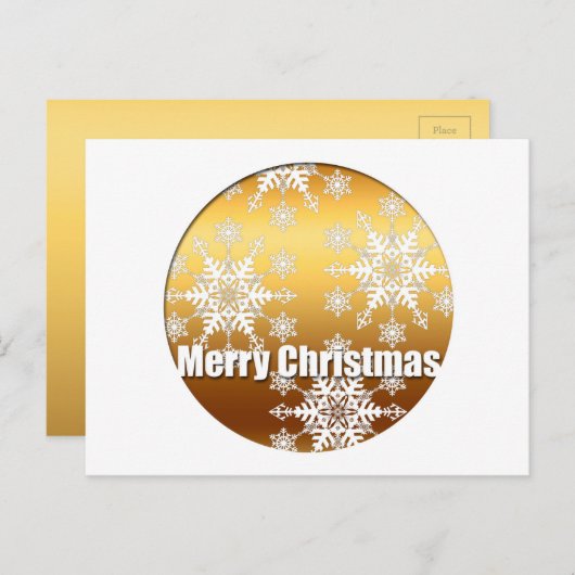 Gold Merry kerstsnowflakes H Briefkaart (Voorkant / Achterkant)