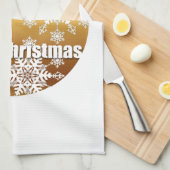 Gold Merry-kerstsnowflakes keukenhanddoeken (Quarter Fold)