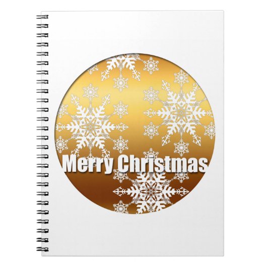 Gold Merry-kerstsnowflakes - Notitieboek (Voorkant)