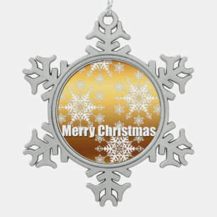 Gold Merry-kerstsnowflakes - Ornament