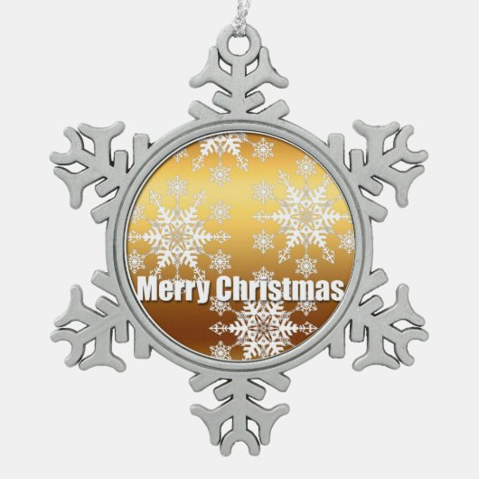 Gold Merry-kerstsnowflakes - Ornament (Voorkant)