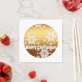 Gold Merry-kerstsnowflakes papier servet 1 (Insitu)