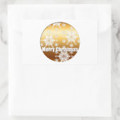 Gold Merry-kerstsnowflakes - Rechthoekige Sticker (Tas)