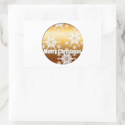 Gold Merry-kerstsnowflakes - Rechthoekige Sticker (Tas)