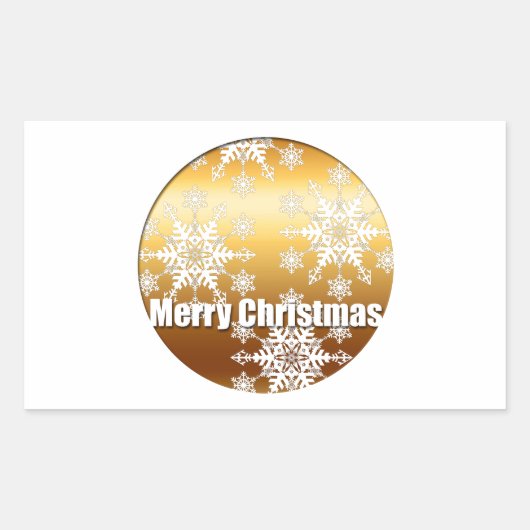 Gold Merry-kerstsnowflakes - Rechthoekige Sticker (Voorkant)