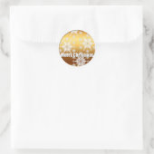 Gold Merry-kerstsnowflakes - Ronde Sticker (Tas)