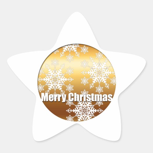 Gold Merry-kerstsnowflakes - Ster Sticker (Voorkant)