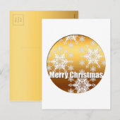 Gold Merry kerstsnowflakes tegen Briefkaart (Voorkant / Achterkant)