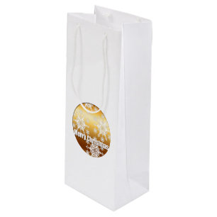 Gold Merry-kerstsnowflakes - Wine Gift Box Wijn Cadeautas