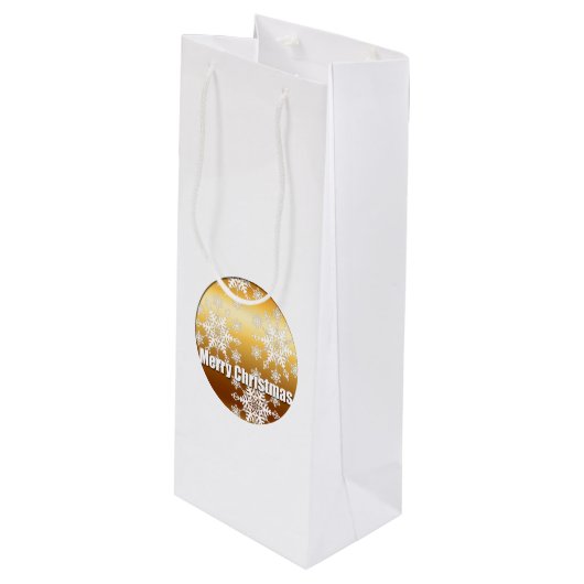 Gold Merry-kerstsnowflakes - Wine Gift Box Wijn Cadeautas (Voorkant Gekanteld)