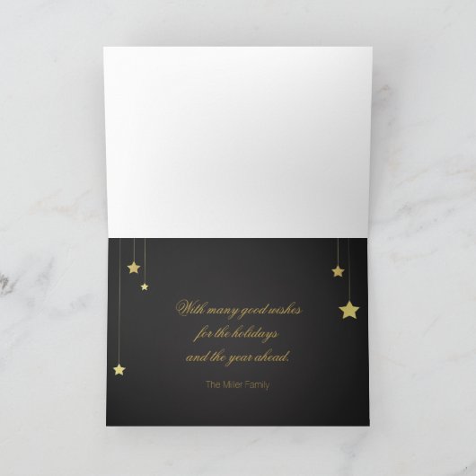 Gold Merry-kerststerren Feestdagen Kaart (Binnen)