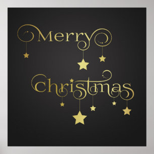 Gold Merry-kerststerren Poster