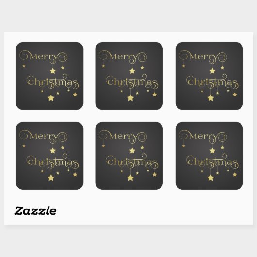 Gold Merry-kerststerren Vierkante Sticker (Vel)