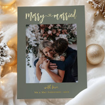 Gold Merry & Married 2 Photos First Christmas