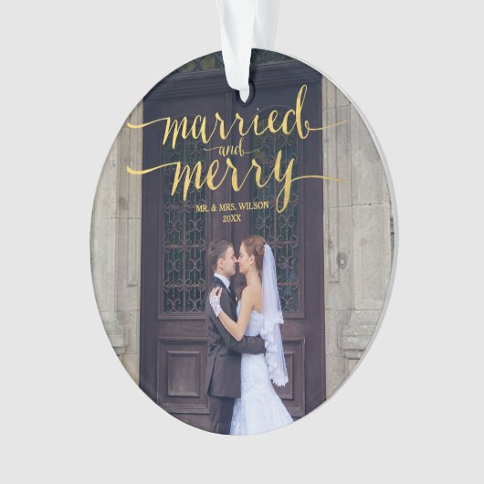 GOLD MERRY & MARRIED | FOTO HOLIDAY ORNAMENT (voorkant)
