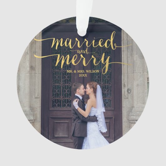 GOLD MERRY & MARRIED | FOTO HOLIDAY ORNAMENT (voorkant)