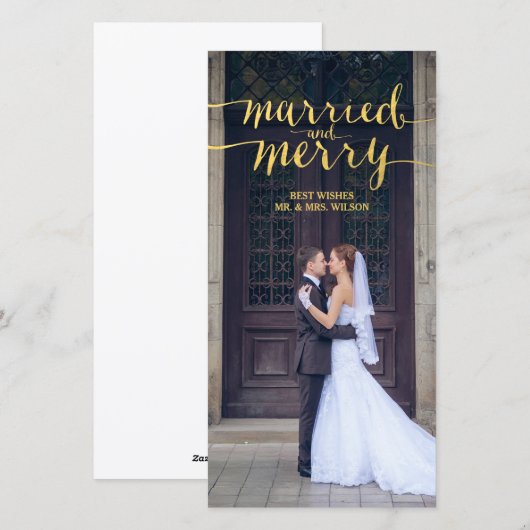 GOLD MERRY & MARRIED | HOLIDAIRE FOTOKAART FEESTDAGENKAART (Voorkant / Achterkant)